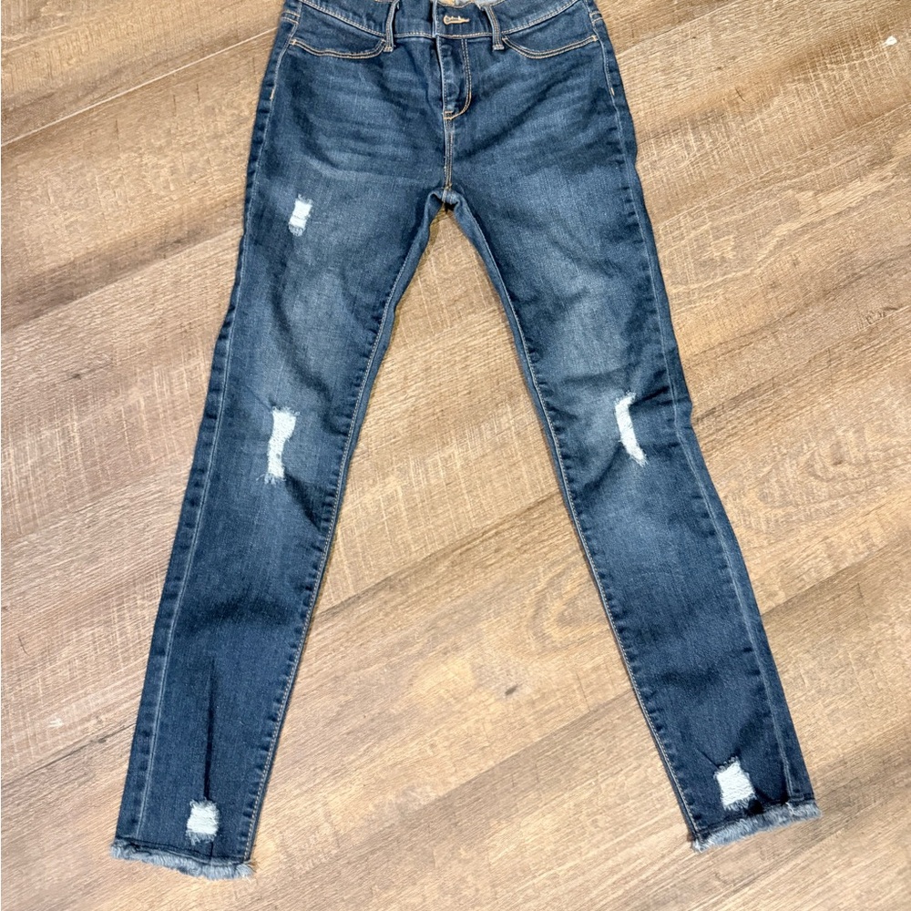 Old Navy Dark Blue Distressed Skinny Jeans